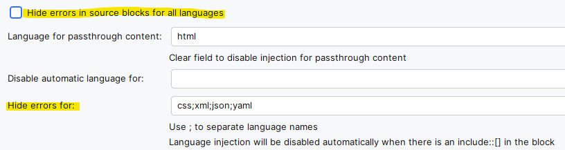 hide errors in source blocks