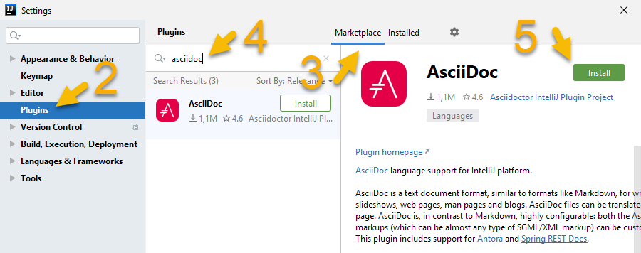 Screenshot from settings menu when installing from JetBrains Marketplace