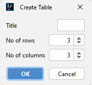 intellij table dimensions